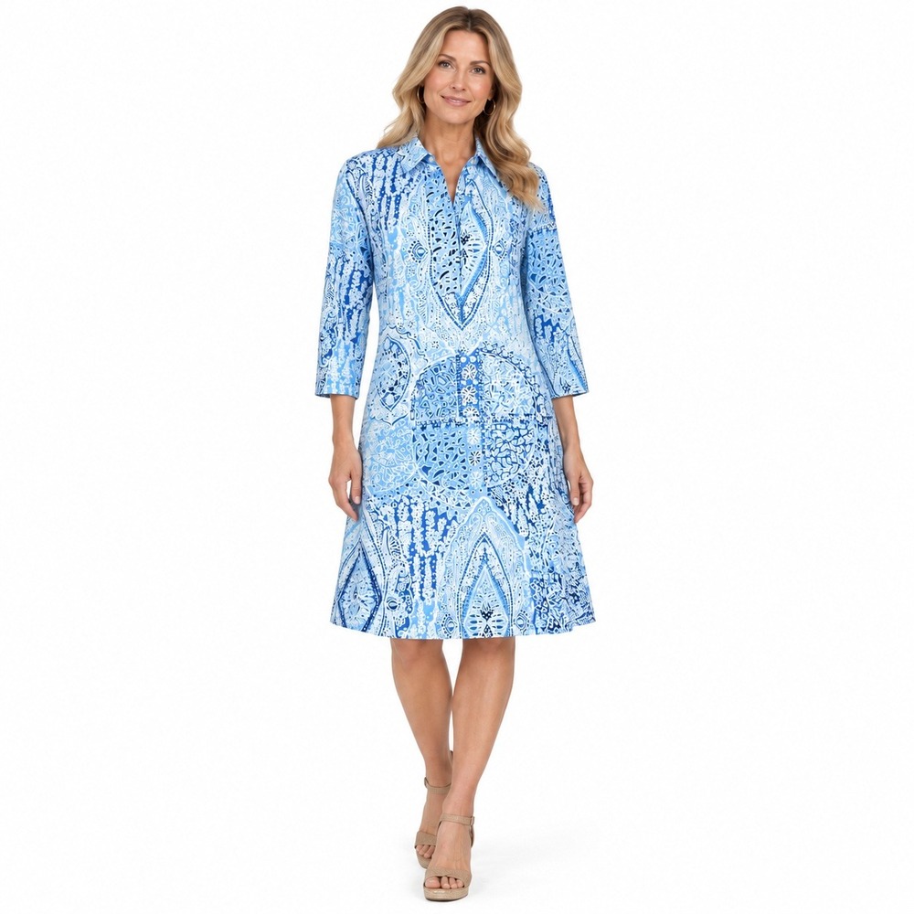 NWT Gretchen Scott Everywhere Grand Bazaar Shirt Dress L Paisley Travel Timeless